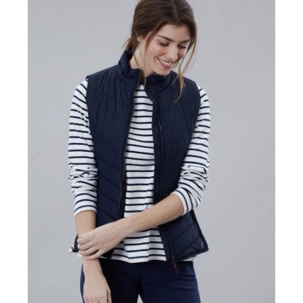 Joules Women's Navy Fallow Gilet Jacket Full Zip Vest Bodywarmer US Size 12